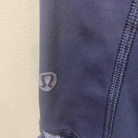 Womens Lululemon Running Zip Pocket Gray Carolina Blue Waisted Band Tigh… - Picture 3 of 9
